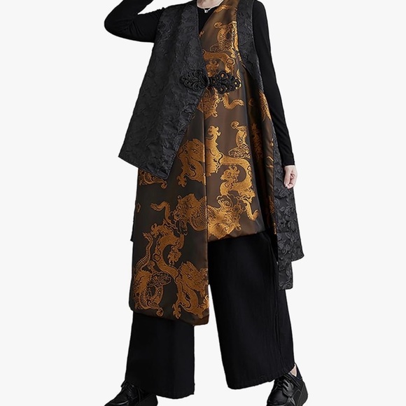 Elegant Black and Gold Layered top, jacket - Picture 2 of 6